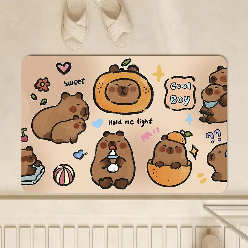 Bar Mat Rubber - Rutschfeste Kleine Capybara Badezimmer-Saugmatte aus Kieselgur,