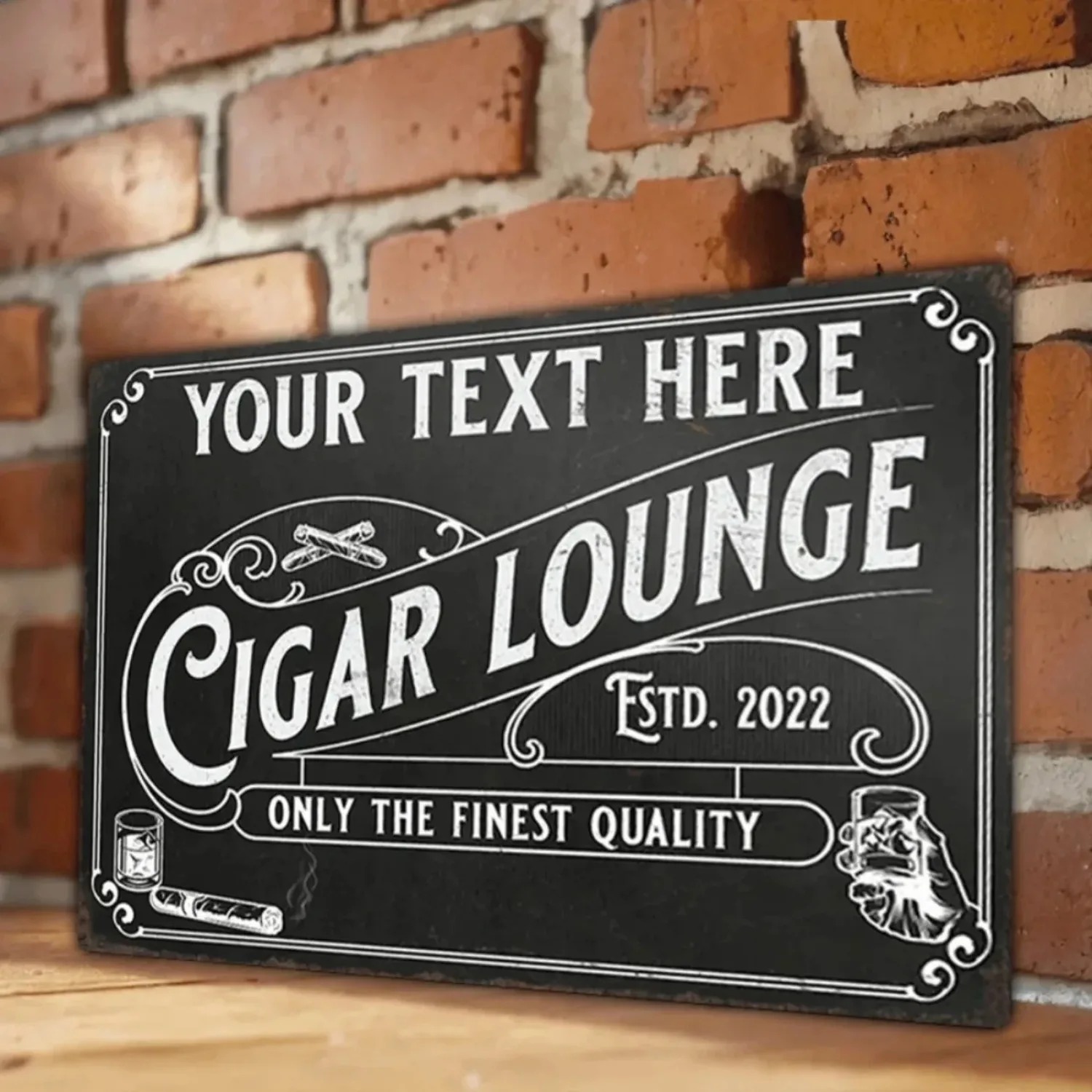 Home Bar Lounge - CIFbuy Anpassbares Zigarren-Aluminiumschild Vintage Wanddekoration Personalisierte