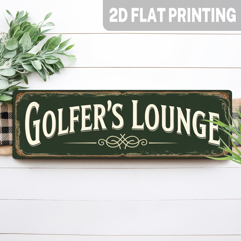 Home Bar Lounge - 2D-Flachbild, 1 Stück, Vintage-Golfer-Lounge-Schild, Golf-Thema, Wanddekoration