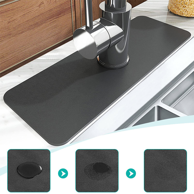 Bar Mat Rubber - Verbesserter Kieselgur-Waschbecken-Spritzschutz, Küchenarmatur, saugfähige Matte, Tropfffänger,